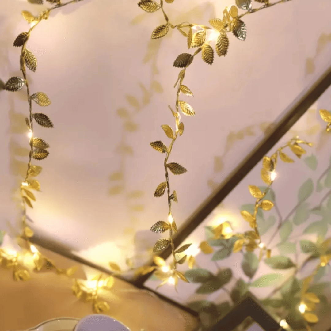 Luzes Folhas Douradas ideal para Decoração ou Mesa Posta | Loja Bosque