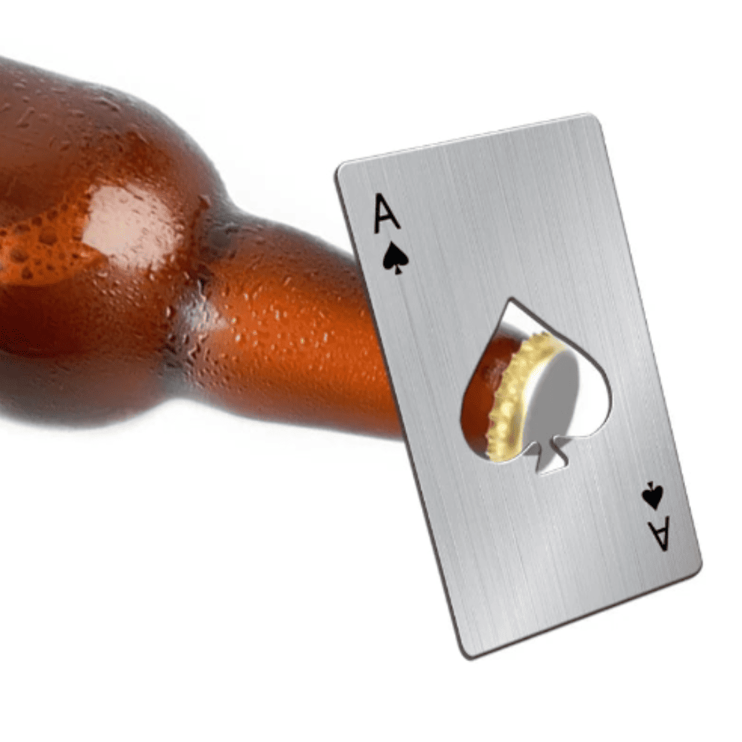 Abridor de Garrafas Criativo em Formato de Carta de Baralho - Aço Inoxidável, Portátil e Multifuncional | Loja Bosque