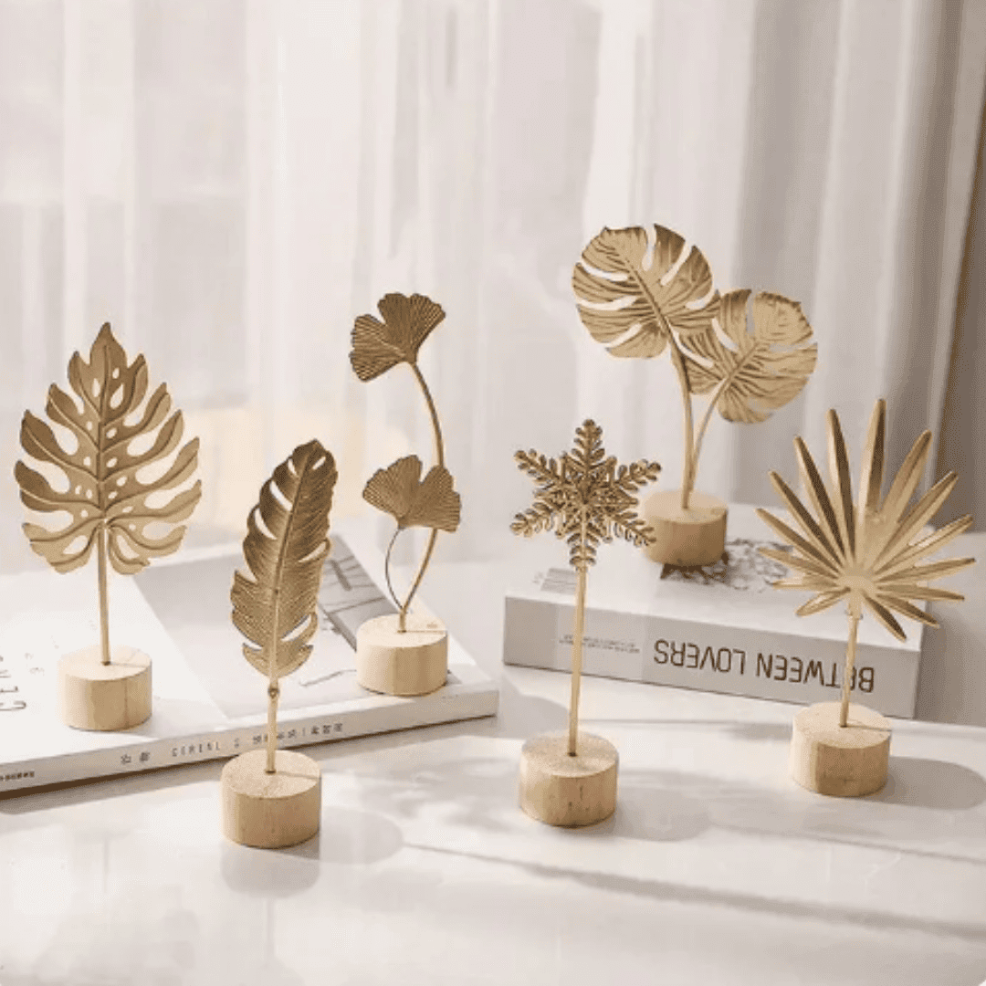 Decoração de Metal Estilo Nórdico – Design Elegante de Folha de Ginkgo | Loja Bosque
