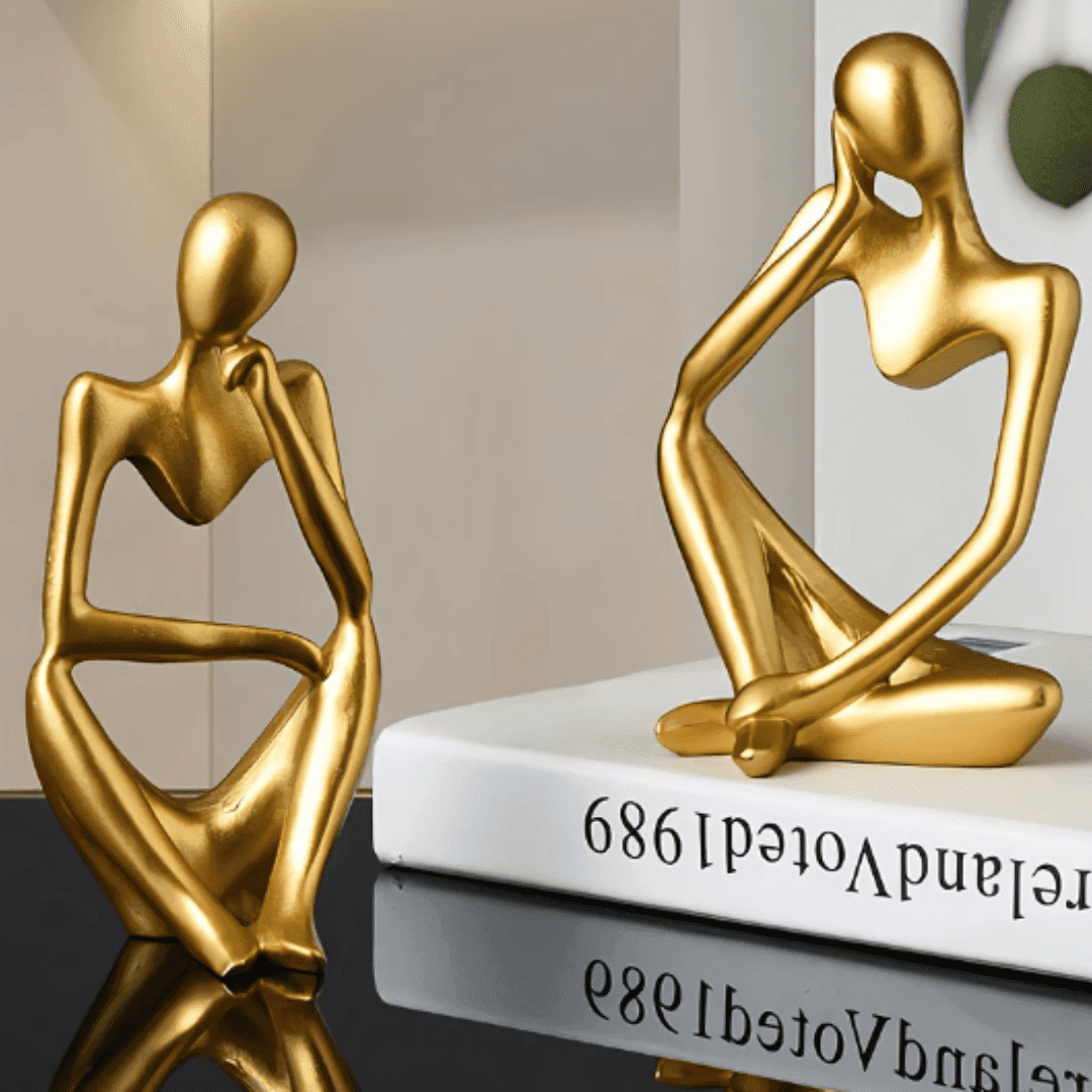 Estátua O Pensador – Escultura Abstrata de Ioga em Resina para Decoração Nórdica da Sala de Estar | Loja Bosque