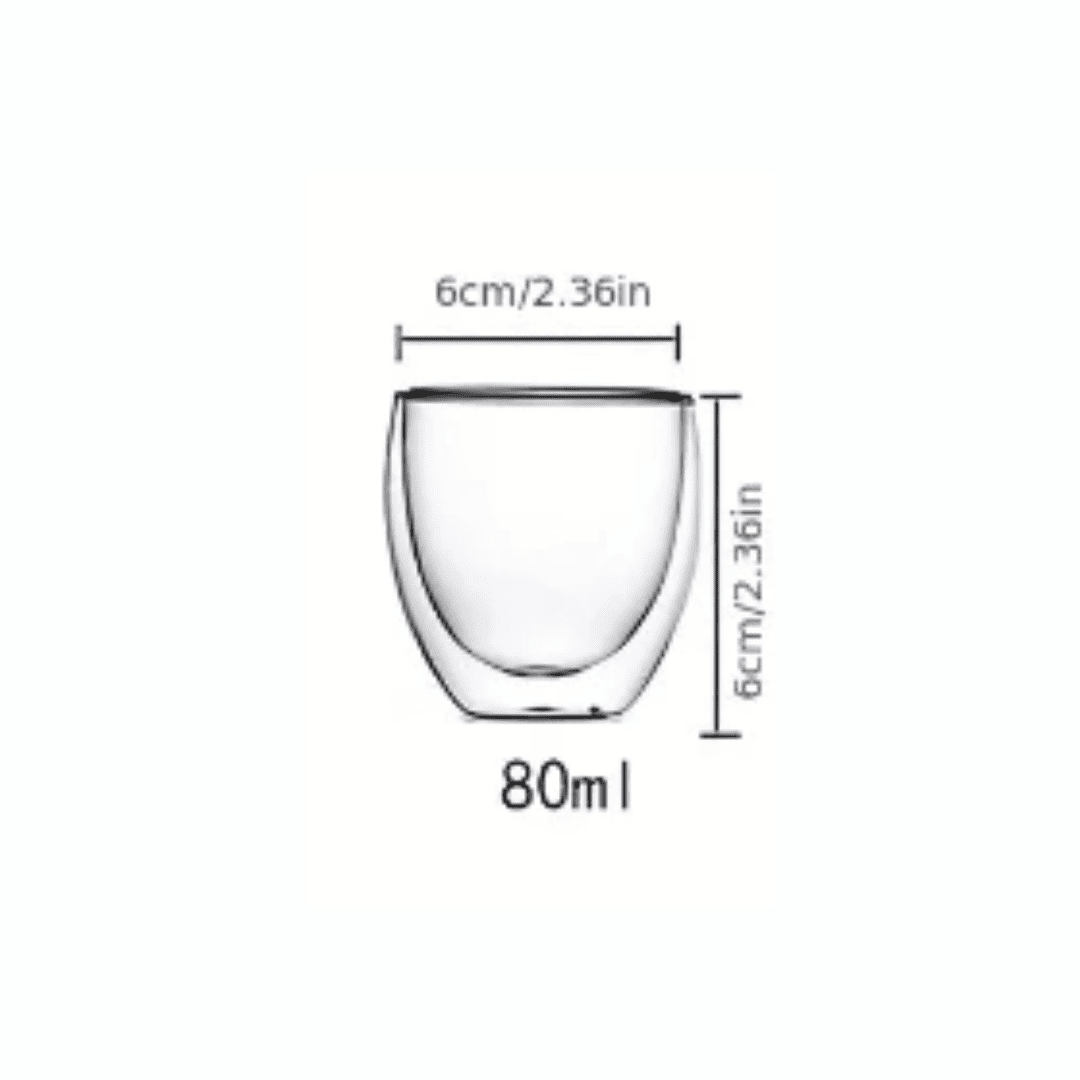 Copo de Vidro com Parede Dupla Resistente ao Calor com Capacidade de 80ml / 150ml/ 450ml | Loja Bosque