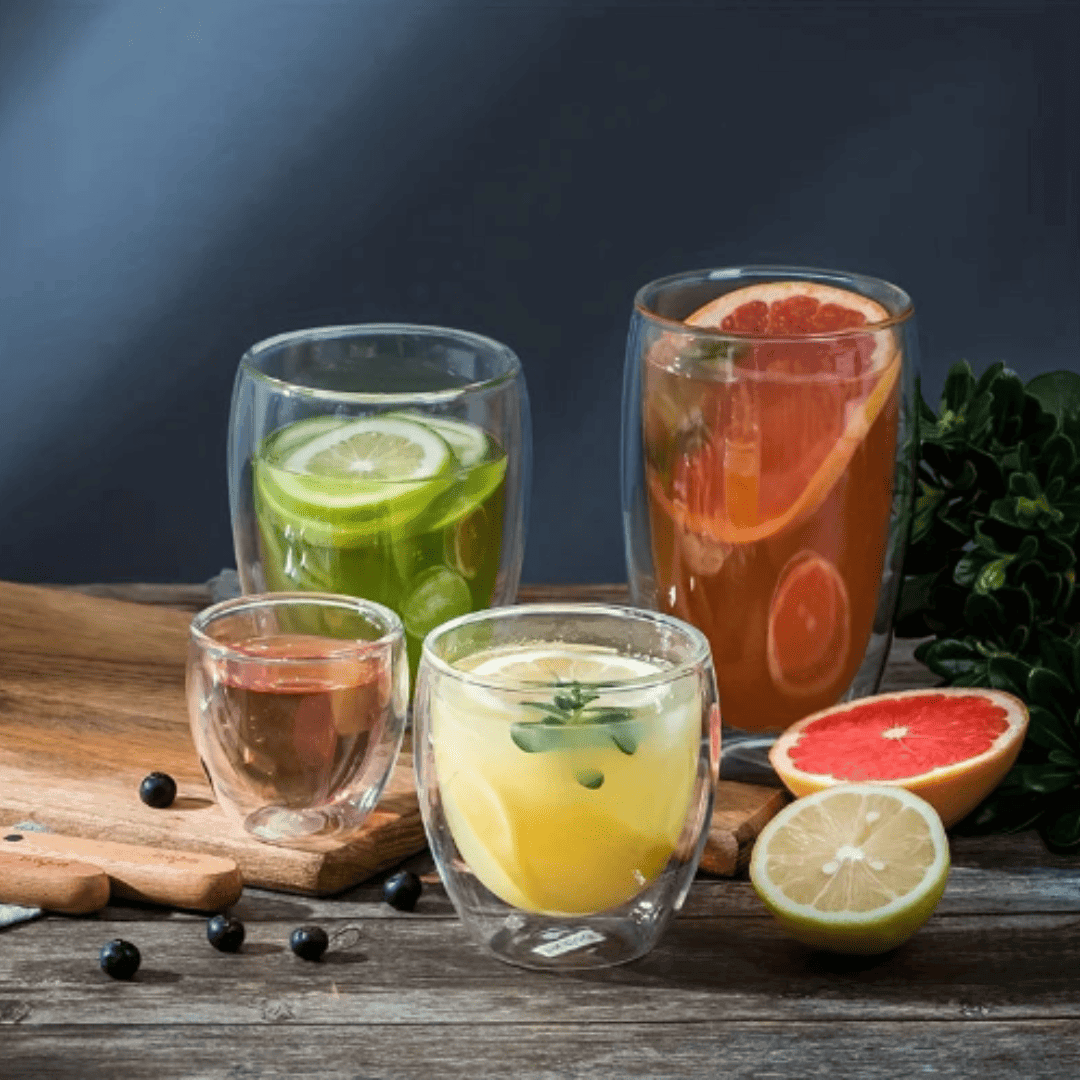 Copo de Vidro com Parede Dupla e Isolamento Térmico feito à mão para Bebidas com Chá e Café Expresso | Loja Bosque