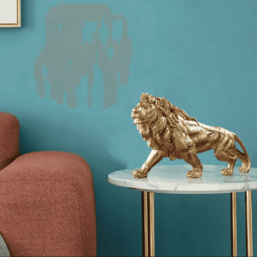 Estátua do Rei Leão em Resina Dourada – Sofisticação e Poder para a Decoração | Loja Bosque