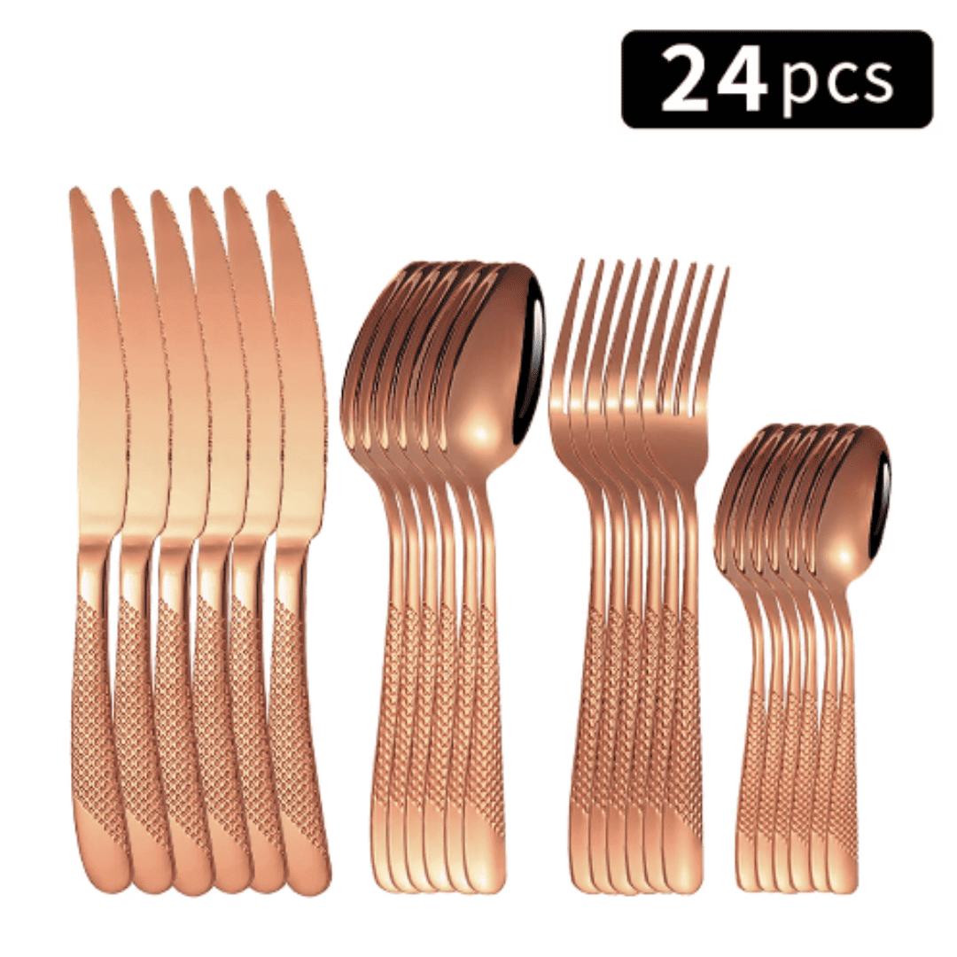 Conjunto de 24 de Talheres de Aço Inoxidável  | Loja Bosque