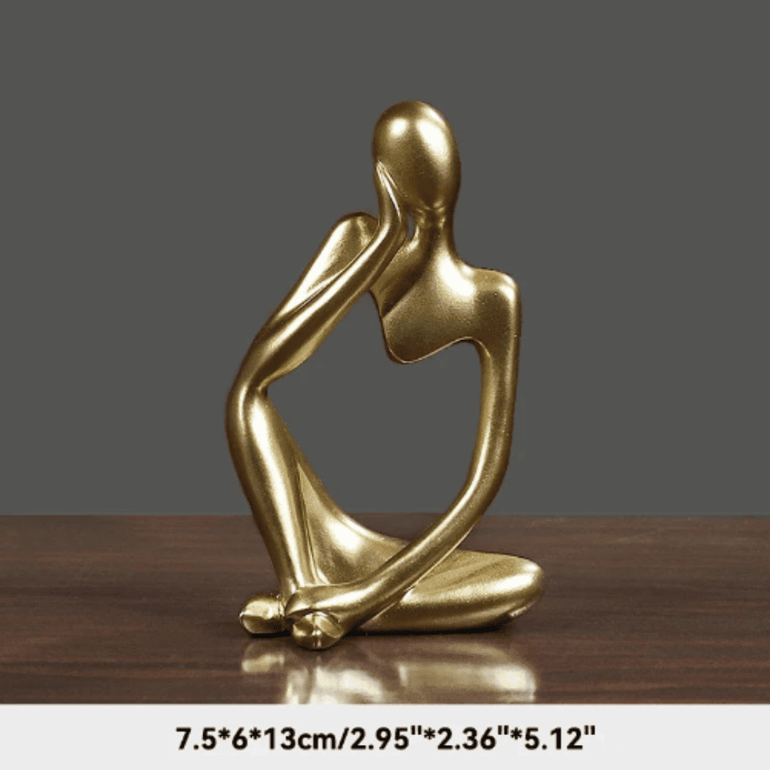Estátua O Pensador – Escultura Abstrata de Ioga em Resina para Decoração Nórdica da Sala de Estar | Loja Bosque