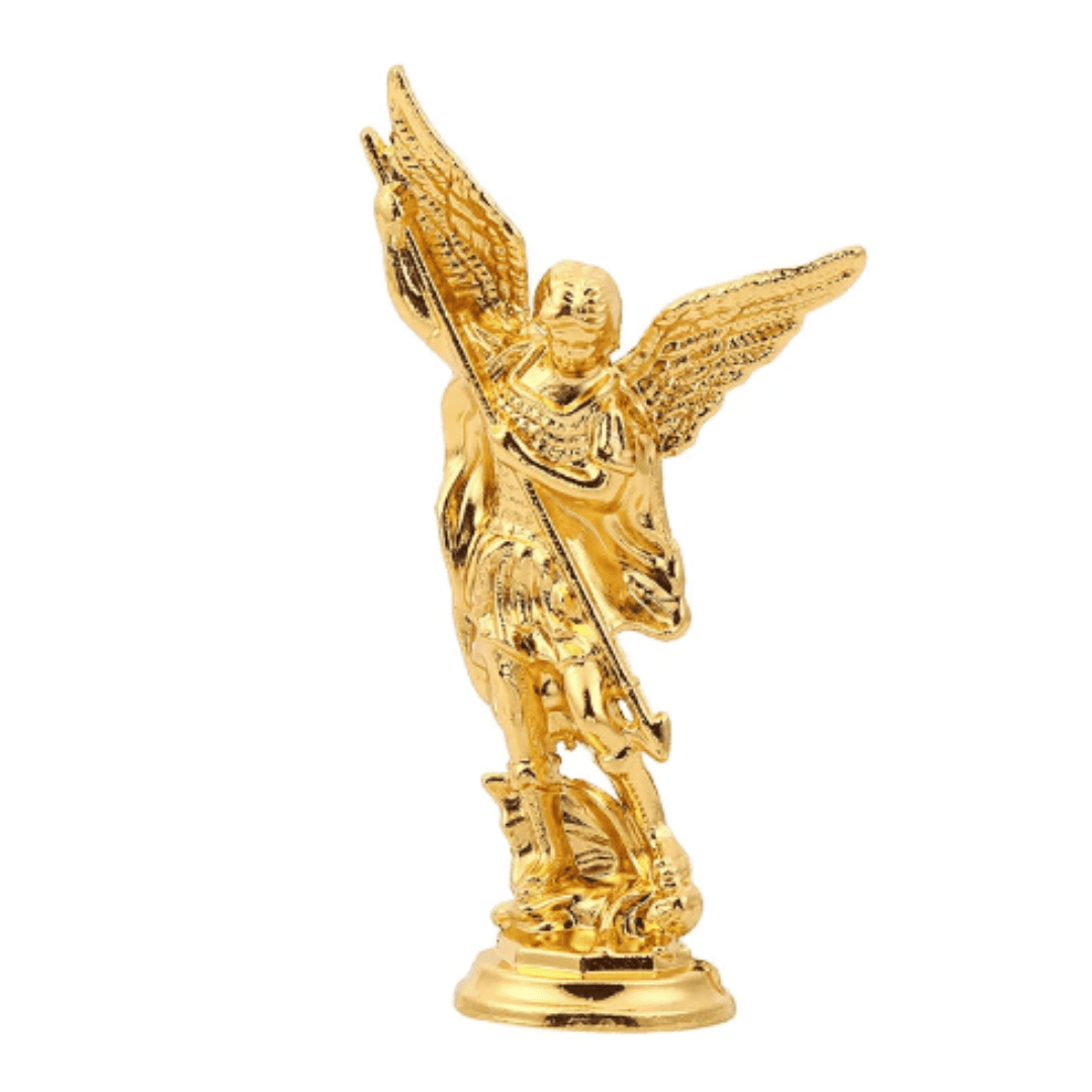 Estátua de São Miguel Arcanjo – Símbolo de Proteção e Fé para Mesa e Sala | Loja Bosque