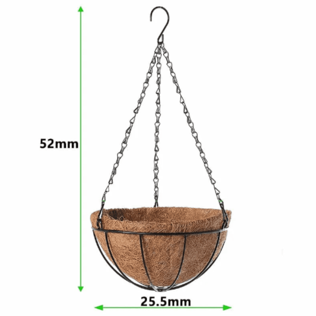 Suporte de Planta Suspenso em Metal Redondo com Forro de Coco Ideal para Jardim, Varanda e Decoração de Casa | Loja Bosque
