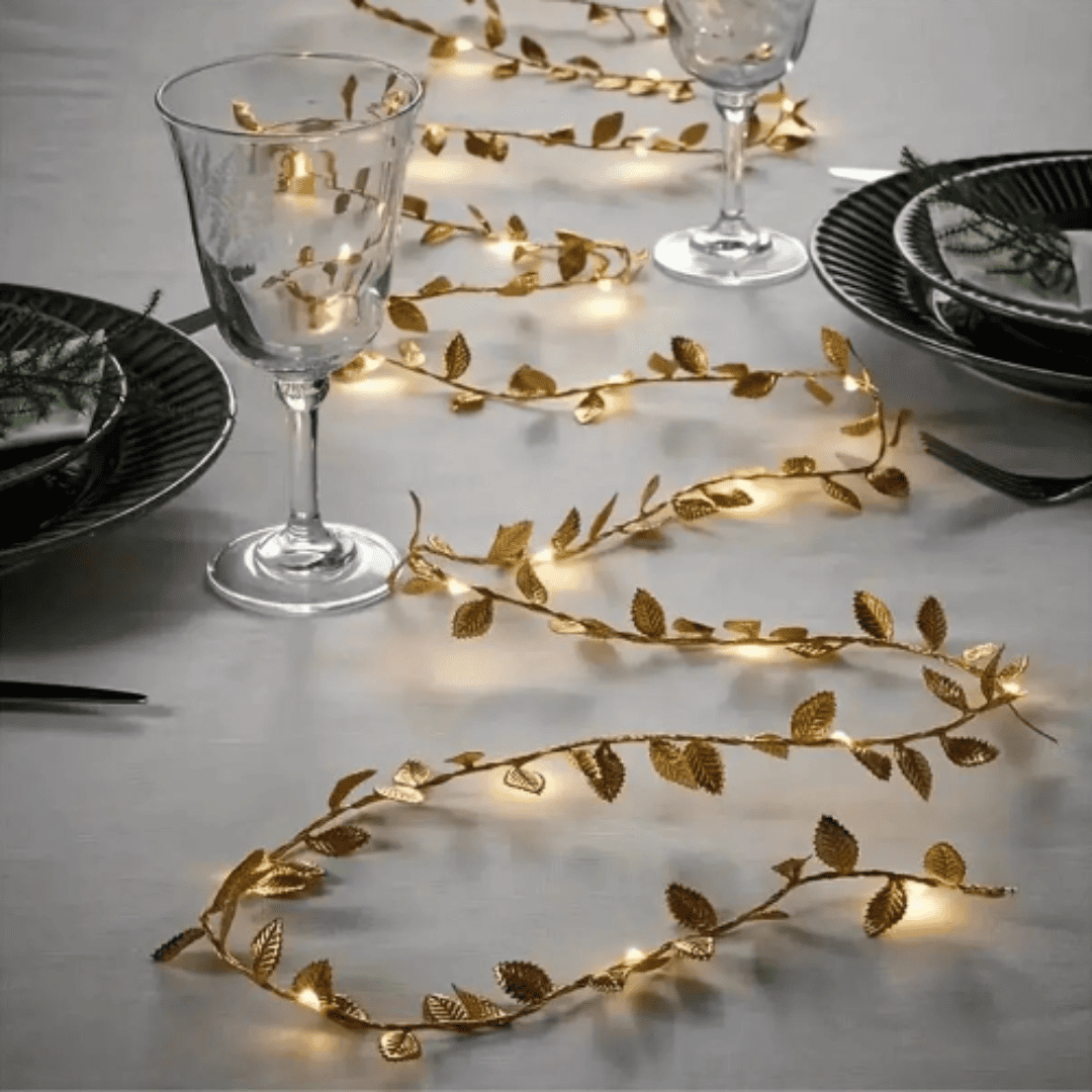 Luzes Folhas Douradas ideal para Decoração ou Mesa Posta | Loja Bosque