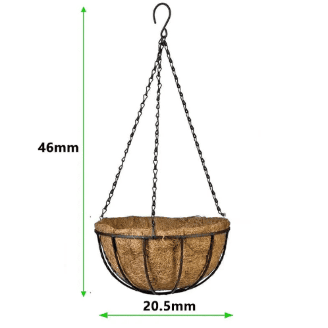 Suporte de Planta Suspenso em Metal Redondo com Forro de Coco Ideal para Jardim, Varanda e Decoração de Casa | Loja Bosque