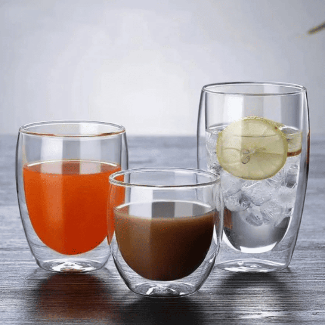 Copo de Vidro com Parede Dupla e Isolamento Térmico feito à mão para Bebidas com Chá e Café Expresso | Loja Bosque