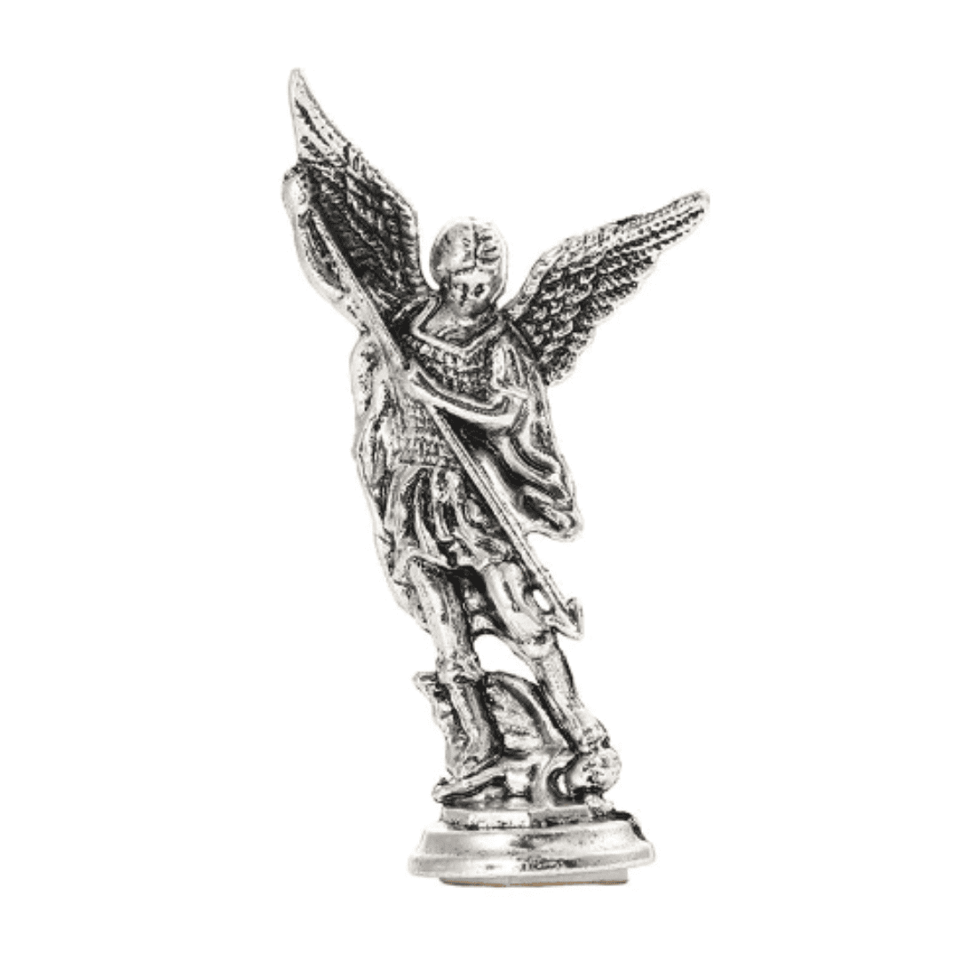 Estátua de São Miguel Arcanjo – Símbolo de Proteção e Fé para Mesa e Sala | Loja Bosque