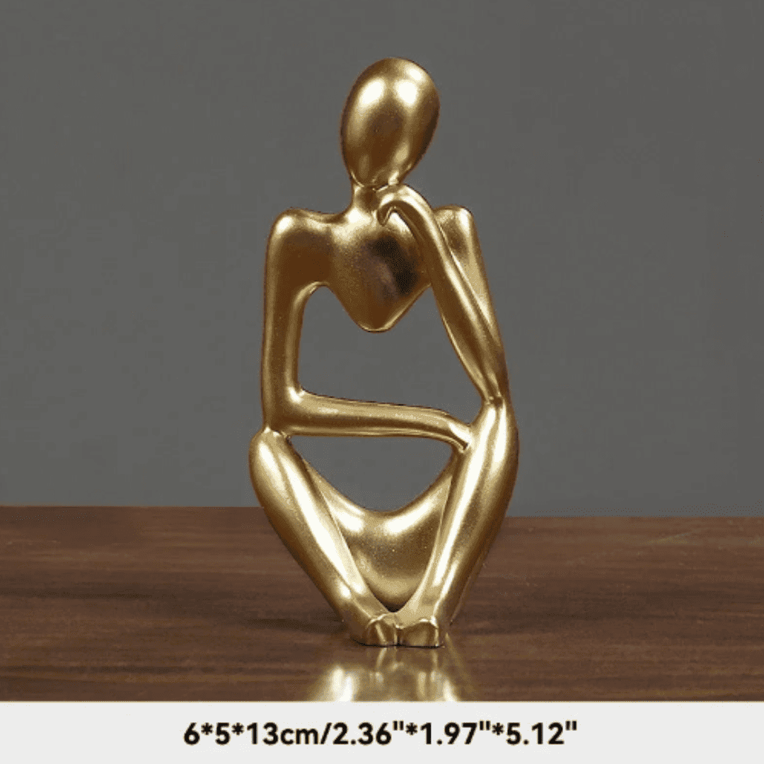 Estátua O Pensador – Escultura Abstrata de Ioga em Resina para Decoração Nórdica da Sala de Estar | Loja Bosque