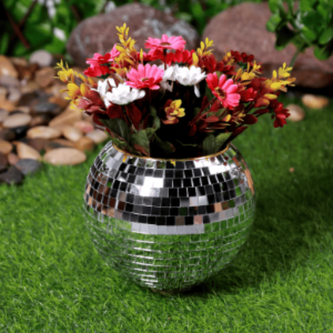 Vaso de Flores Criativo Estilo Bola de Discoteca para Plantas e Suculentas | Loja Bosque