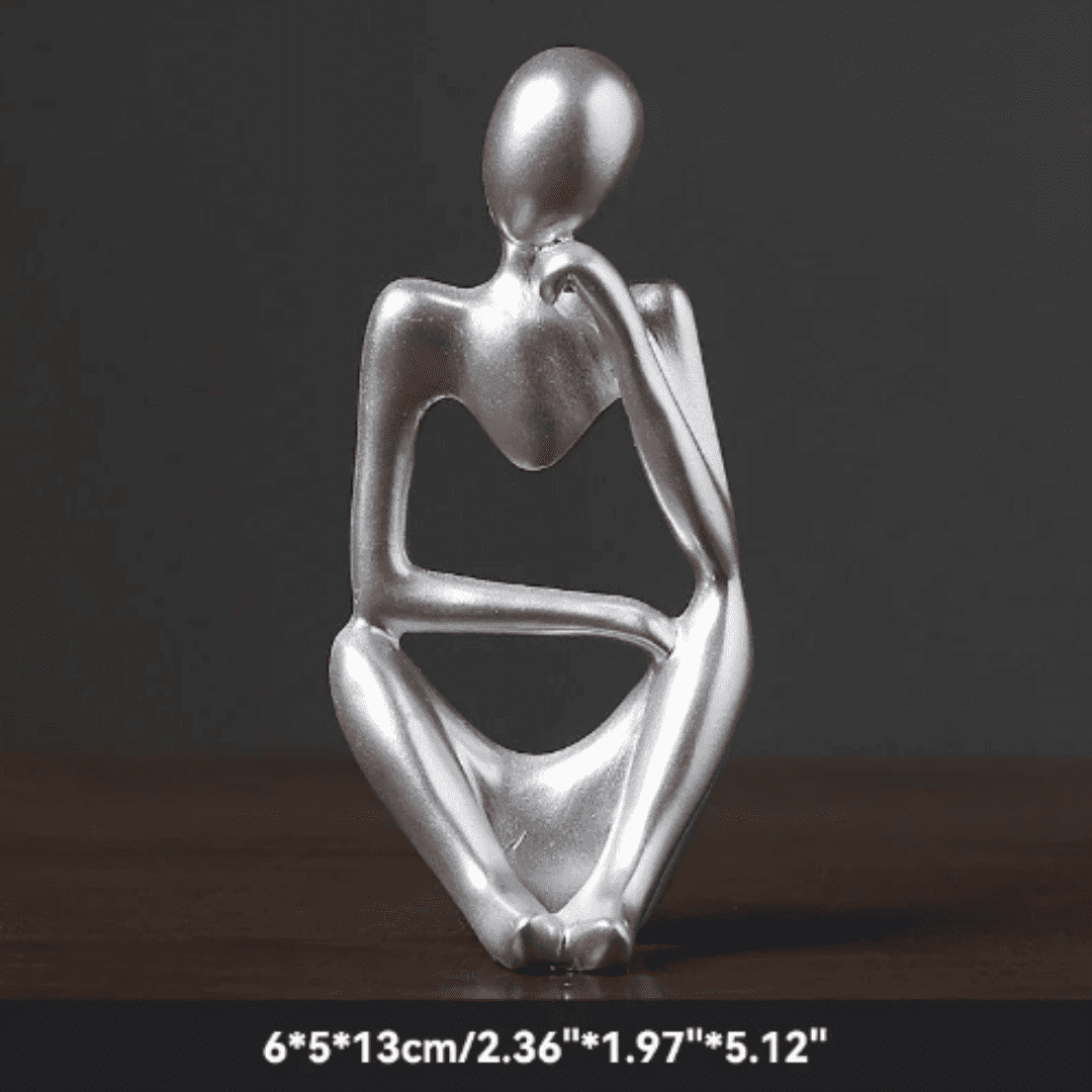 Estátua O Pensador – Escultura Abstrata de Ioga em Resina para Decoração Nórdica da Sala de Estar | Loja Bosque