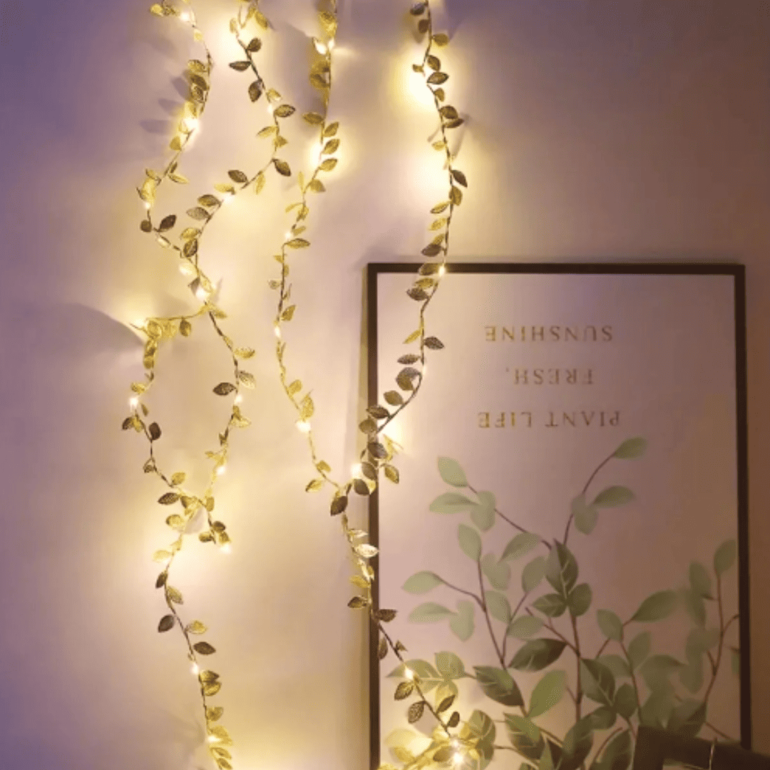 Luzes Folhas Douradas ideal para Decoração ou Mesa Posta | Loja Bosque