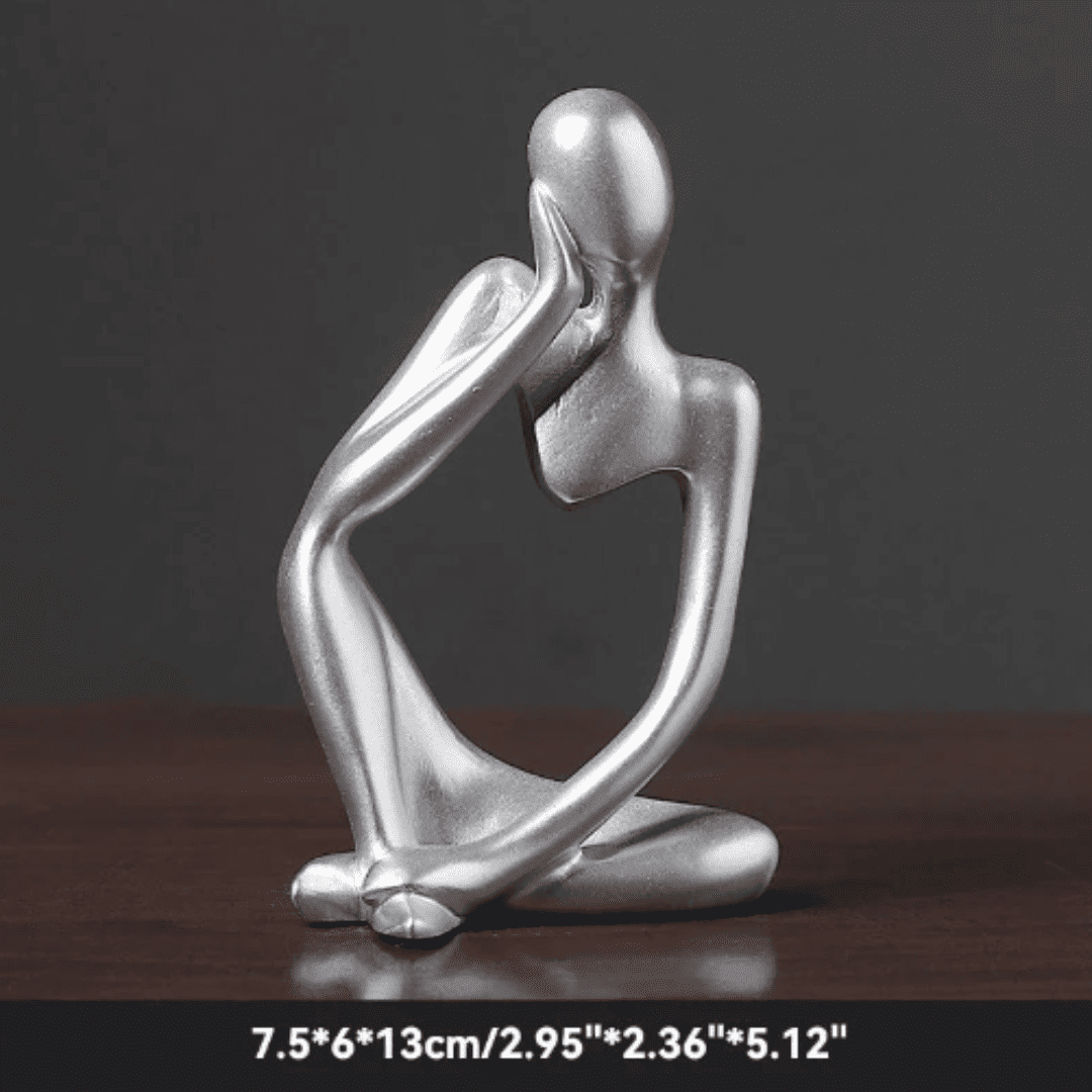 Estátua O Pensador – Escultura Abstrata de Ioga em Resina para Decoração Nórdica da Sala de Estar | Loja Bosque