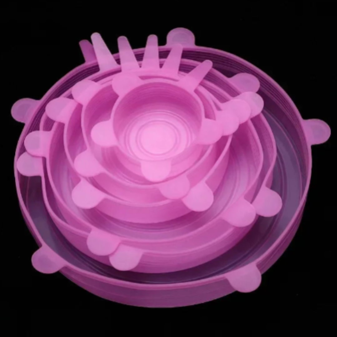 Kit 6 Tampas de Silicone Elástica Universal para Pote | Loja Bosque