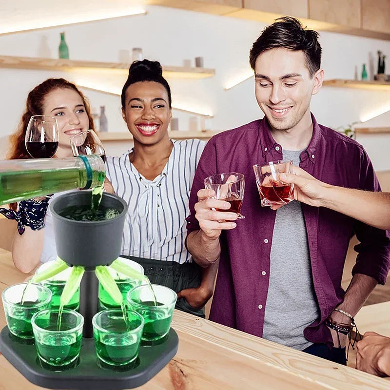 Dispensador de vidro para jogos, 6 copos, vinho, uísque, cerveja, vinho, licor, acessórios de bar, jogos de festa, ferramentas para beber, dispensador de vidro