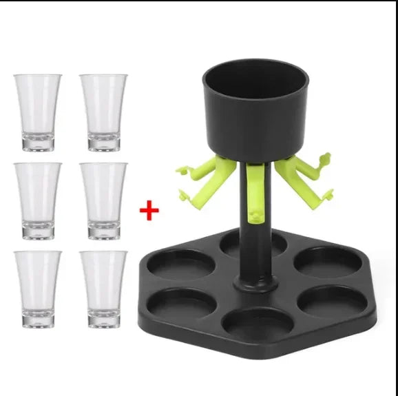 Dispensador de vidro para jogos, 6 copos, vinho, uísque, cerveja, vinho, licor, acessórios de bar, jogos de festa, ferramentas para beber, dispensador de vidro