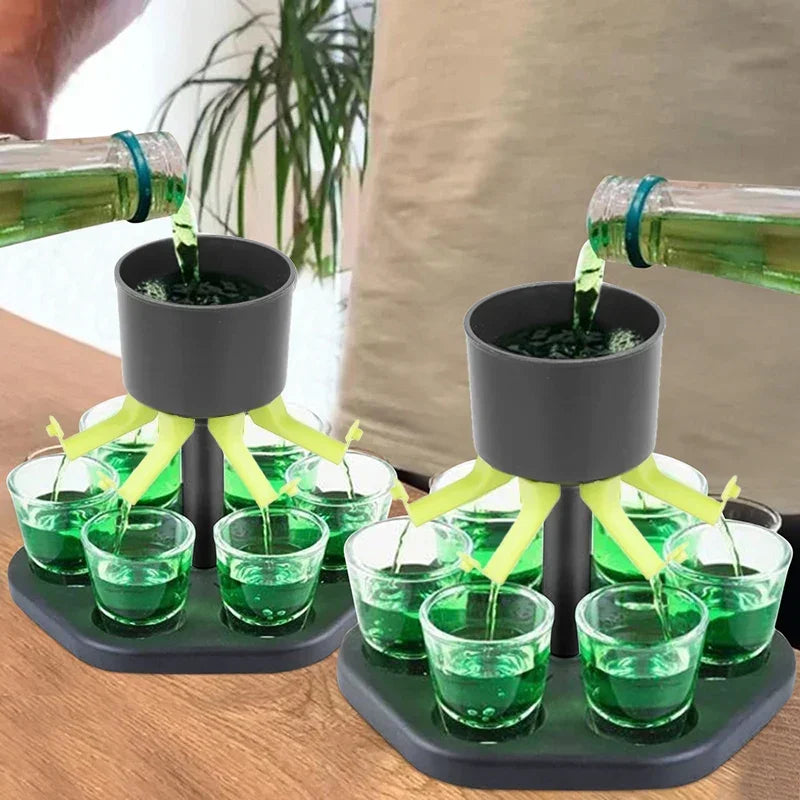 Dispensador de vidro para jogos, 6 copos, vinho, uísque, cerveja, vinho, licor, acessórios de bar, jogos de festa, ferramentas para beber, dispensador de vidro