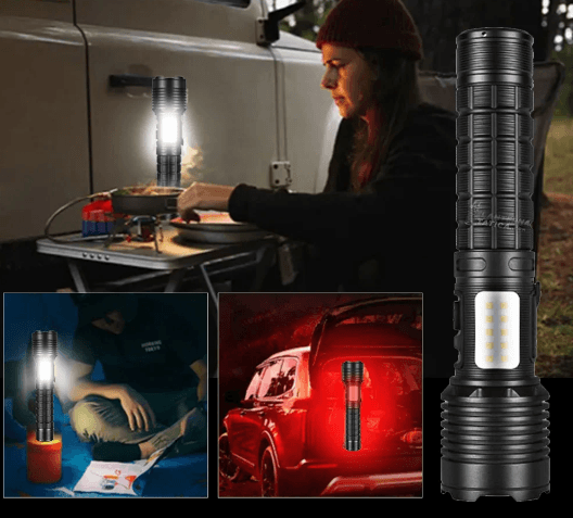 Lanterna Tática Recarregável USB com Iluminação de até 2km | Super LED Zoom - LOJA BOSQUE