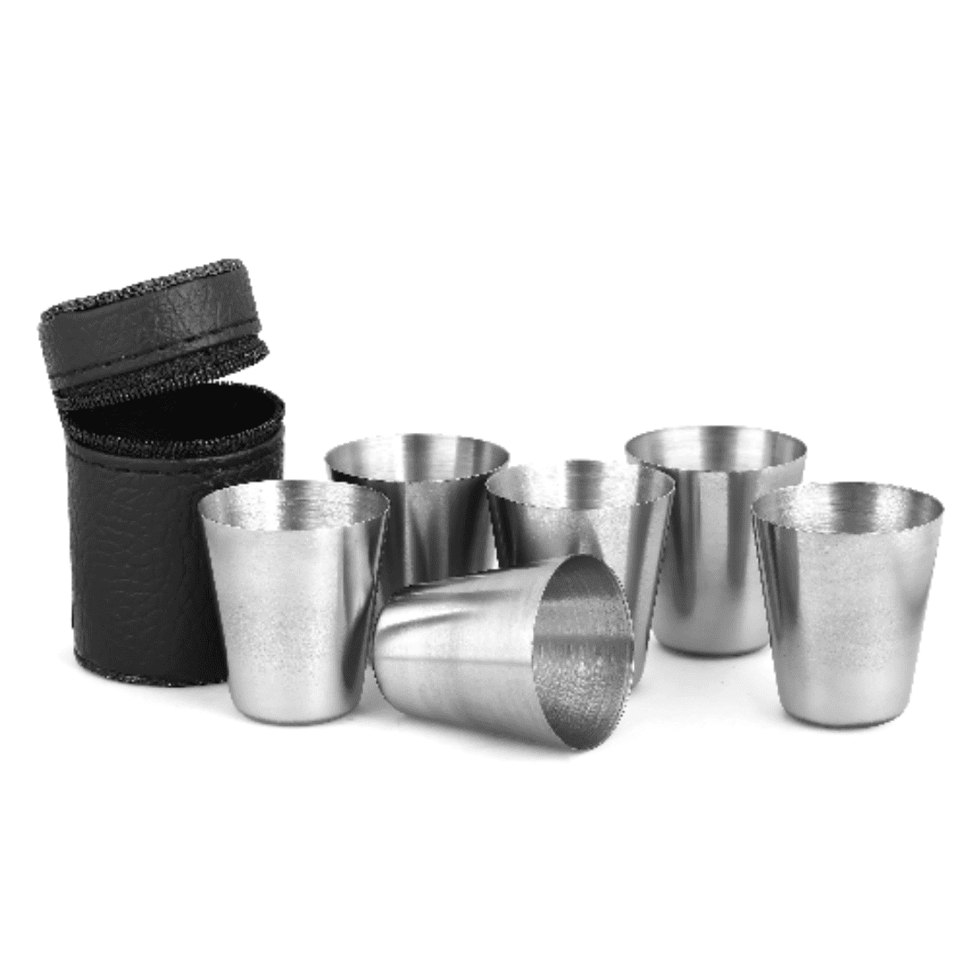 Kit com 6 Copos de Shot de 30ml com Capa e Zíper para Transporte | Loja Bosque