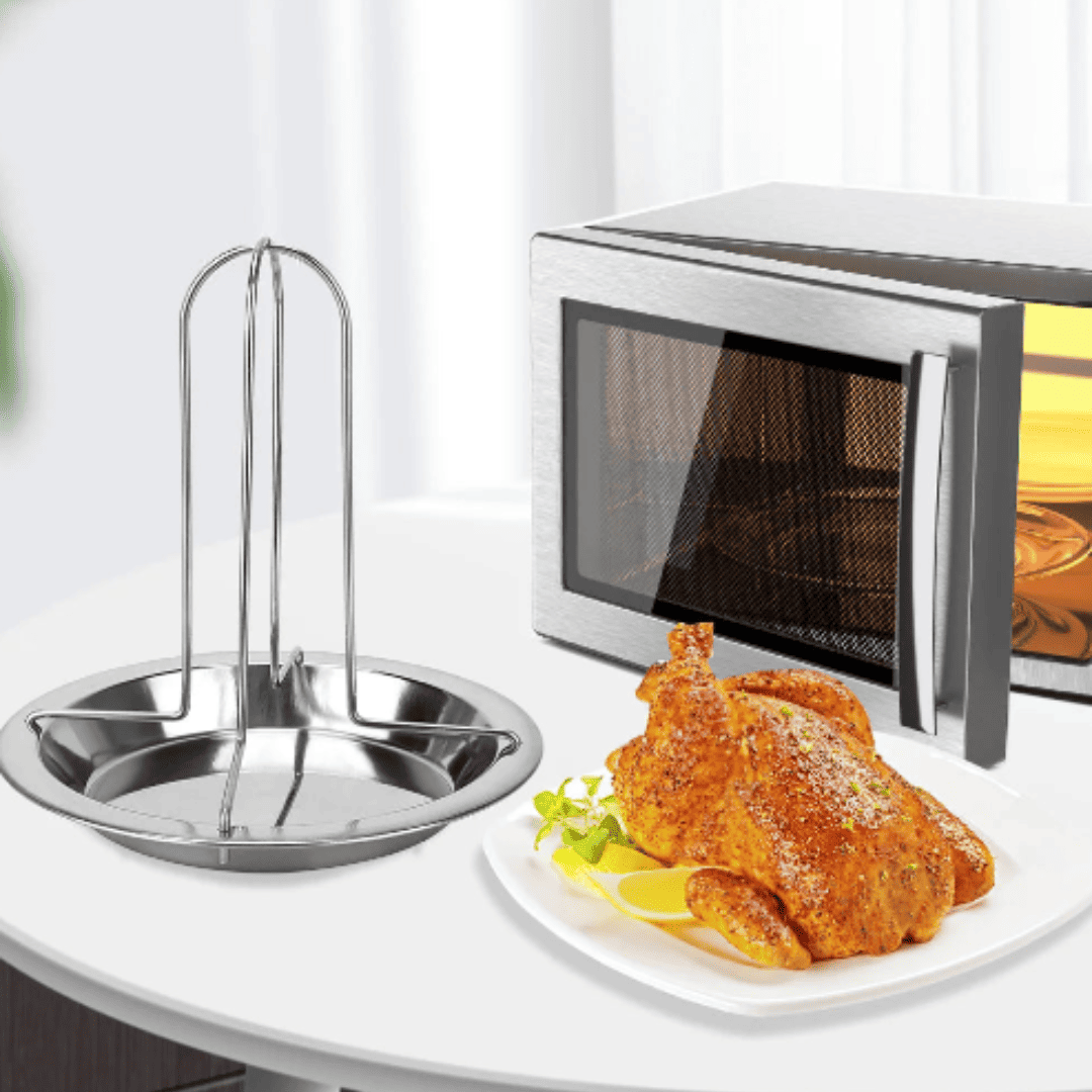Suporte para Assar Frango em Aço Carbono - Rack Antiaderente para Churrasco e Forno | Loja Bosque