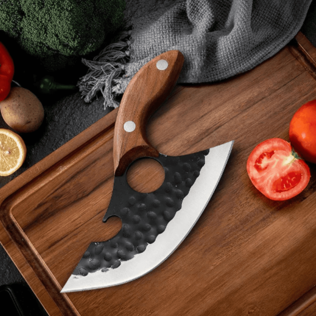 Cutelo de Chef Forjado à Mão - Faca de Desossa com Cabo de Madeira para Carne, Peixe e Leguminosas | Loja Bosque