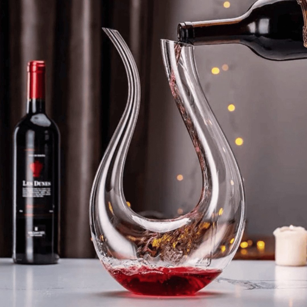 Decantador de Vinho em Cristal , Design Elegante em Forma de U | Loja Bosque