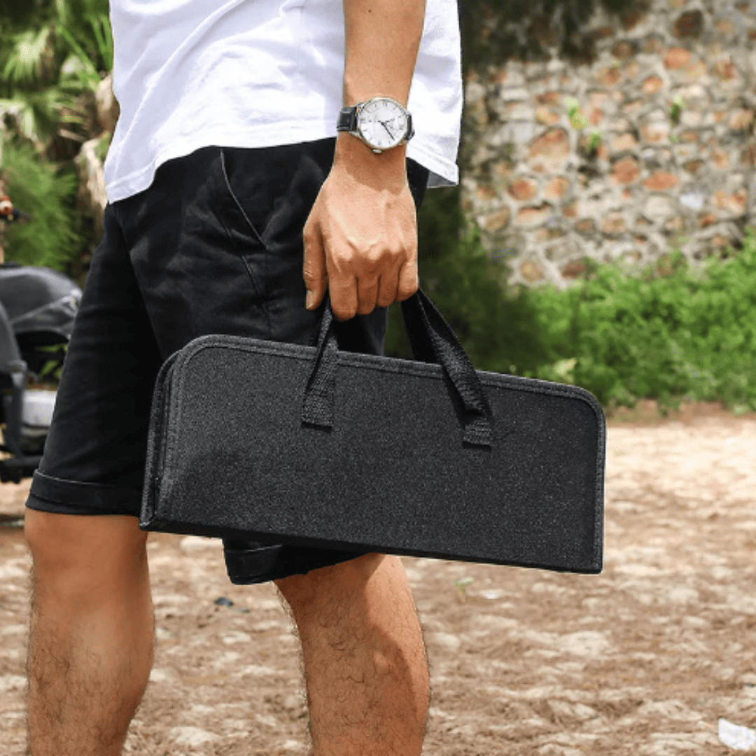 Kit de Acessórios de Churrasco em Aço Inoxidável - Ferramentas Portáteis com Bolsa de Armazenamento | Loja Bosque