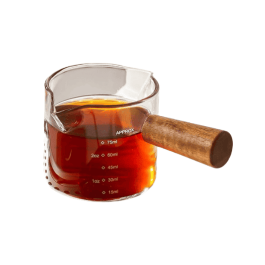 Copo Vidro Medidor de Café Expresso com Cabo de Madeira | Loja Bosque