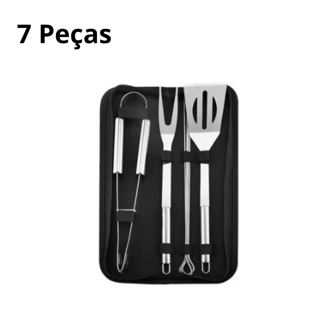 Kit de Acessórios de Churrasco em Aço Inoxidável - Ferramentas Portáteis com Bolsa de Armazenamento | Loja Bosque