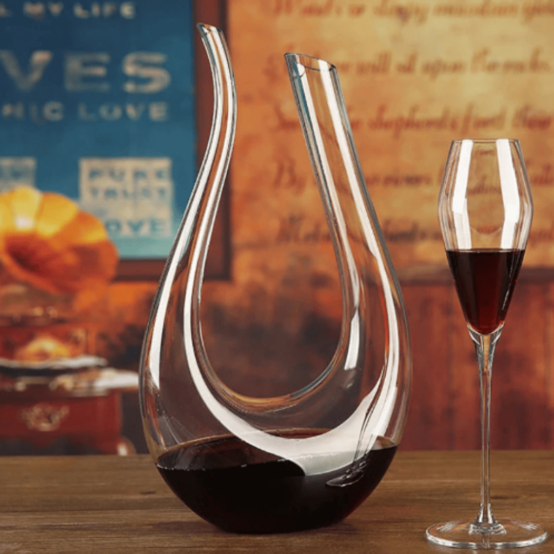 Decantador de Vinho em Cristal , Design Elegante em Forma de U | Loja Bosque