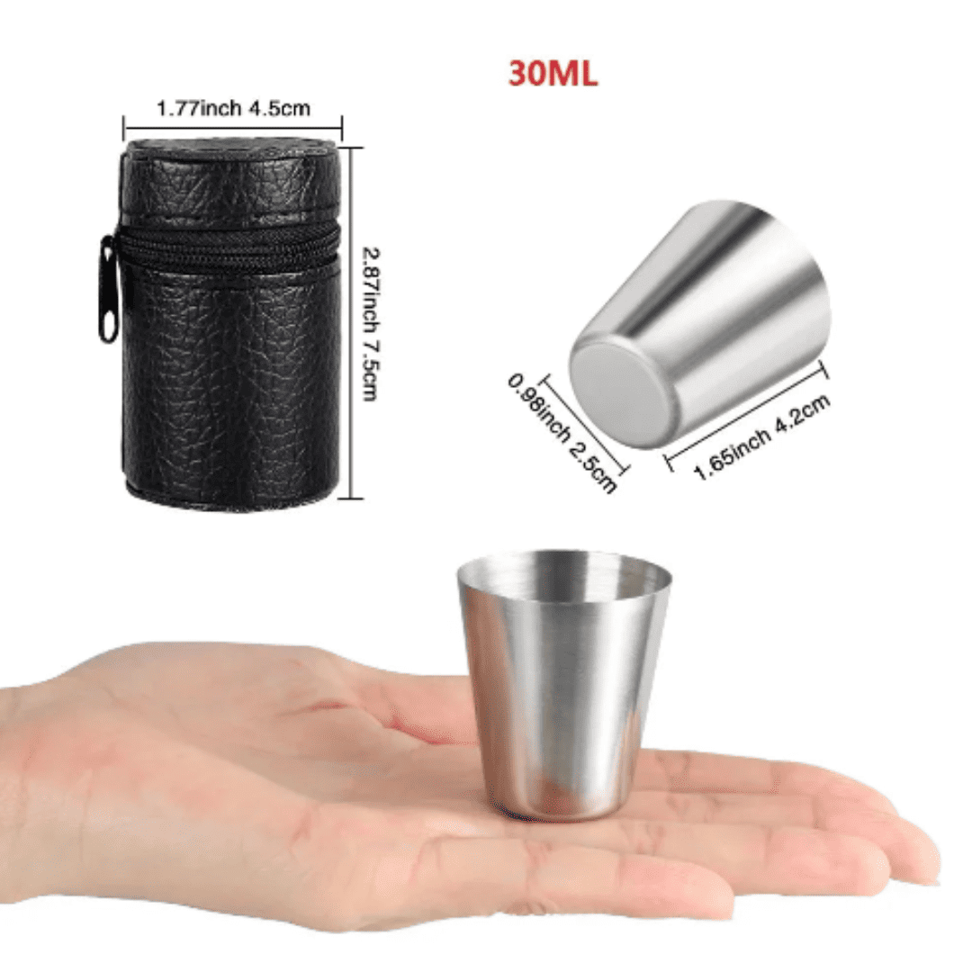 Kit com 6 Copos de Shot de 30ml com Capa e Zíper para Transporte | Loja Bosque