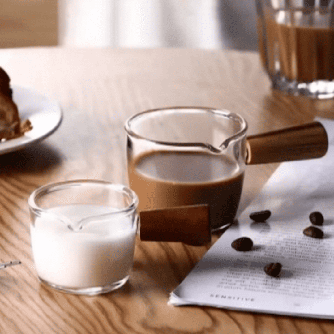Copo Vidro Medidor de Café Expresso com Cabo de Madeira | Loja Bosque