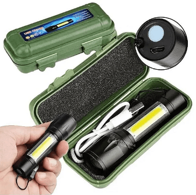 Lanterna Tática Recarregável USB com Iluminação de até 2km | Super LED Zoom - LOJA BOSQUE